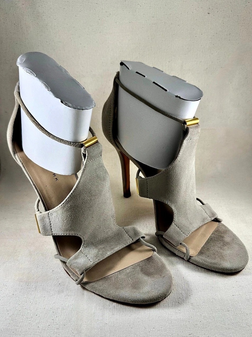 Trina Turk Caged Suede Heels Gray US 8M